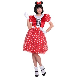 DEGUISEMENT ROBE SOURIS ROUGE A POIDS BLANC  TAILLE L 