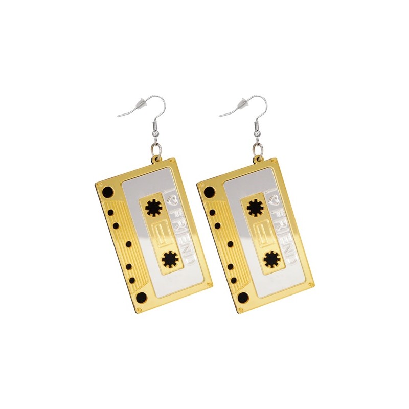 BOUCLES D'OREILLES CASSETTES AUDIO ANNEES 80 BOUCLES D'OREILLES CASSETTES AUDIO ANNEES 80