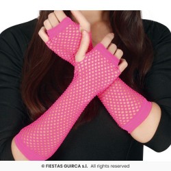 MITAINES OU GANTS RESILLES  FLUO ROSE LONG 26 CM