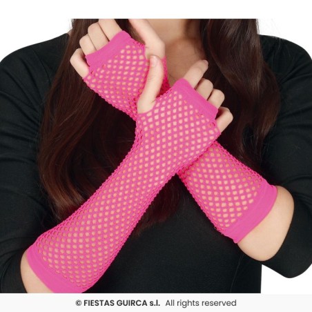 MITAINES OU GANTS RESILLES  FLUO ROSE LONG 26 CM