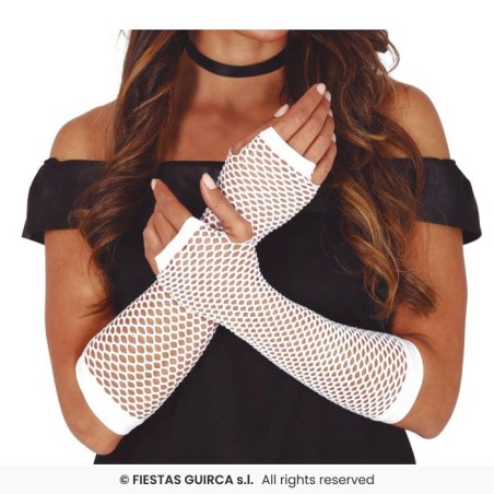 MITAINES OU GANTS RESILLES BLANC LONG 26 CM