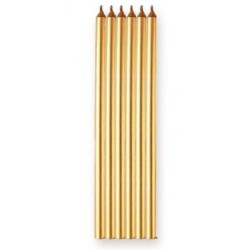 6 BOUGIES LONGUES COULEURS OR 15 CM 
