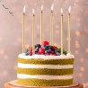 6 BOUGIES LONGUES COULEURS OR 15 CM 