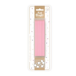 6 BOUGIES LONGUES COULEURS ROSE 15 CM 