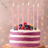 6 BOUGIES LONGUES COULEURS ROSE 15 CM 
