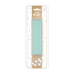 6 BOUGIES LONGUES COULEURS BLEU TURQUOISE 15 CM 