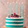 6 BOUGIES LONGUES COULEURS BLEU TURQUOISE 15 CM 