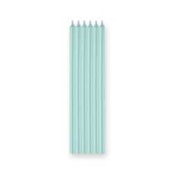 6 BOUGIES LONGUES COULEURS BLEU TURQUOISE 15 CM 