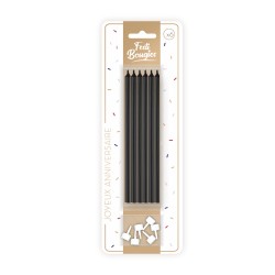 6 BOUGIES LONGUES NOIR  15 CM