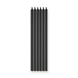 6 BOUGIES LONGUES NOIR  15 CM
