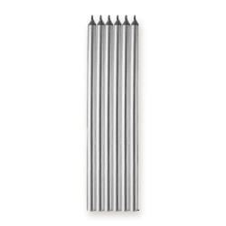 6 BOUGIES LONGUES ARGENT 15 CM