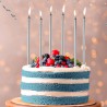 6 BOUGIES LONGUES ARGENT 15 CM