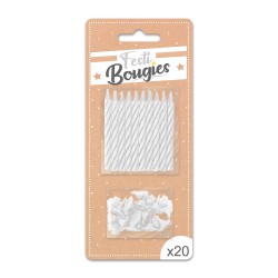 20 BOUGIES BLANCHES 7 CM 