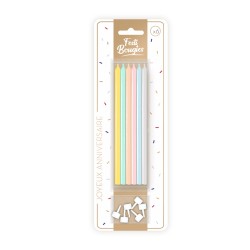 6 BOUGIES LONGUE COULEURS PASTELS 15 CM 