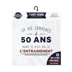 T SHIRT 50 ANS LA VIE COMMENCE TAILLE M