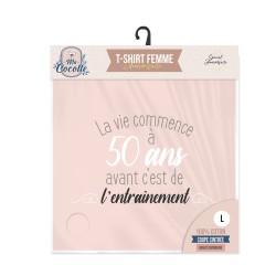 T SHIRT ROSE 50 ANS LA VIE COMMENCE TAILLE  L
