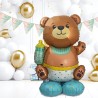 BALLON METALLIQUE TOTEM BABY SHOWER GENDER REVEAL OURS BLEU