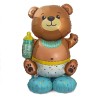 BALLON METALLIQUE TOTEM BABY SHOWER GENDER REVEAL OURS BLEU