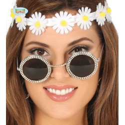 LUNETTE RONDES NOIR AVEC STRASSE OR 