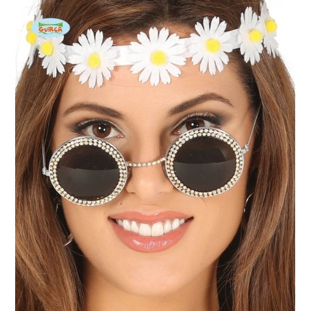LUNETTE RONDES NOIR AVEC STRASSE OR 