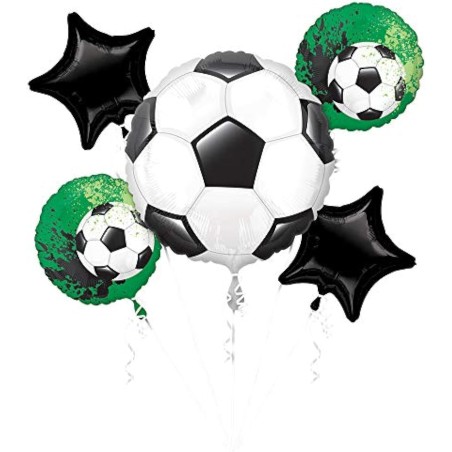 BOUQUET DE 5 BALLONS METALLIQUES GOAL THEME FOOT BALLONS DE FOOT