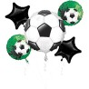 BOUQUET DE 5 BALLONS METALLIQUES GOAL THEME FOOT BALLONS DE FOOT