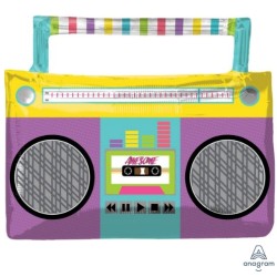 BALLON METALLIQUE POSTE RADIO CASSETTE ANNEES 80 TAILLE 68 X 55 CM