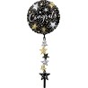 BALLON METALLIQUE ROND CONGRATS AIRWALWER NOIR  OR ET ARGENT 60 X 170 CM 