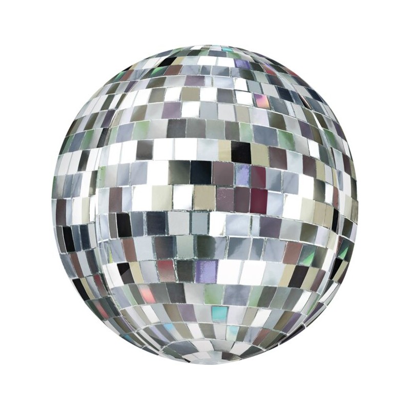 BALLON ORBZ BOULE A FACETTE DISCO ARGENT 38 X 40 CM 