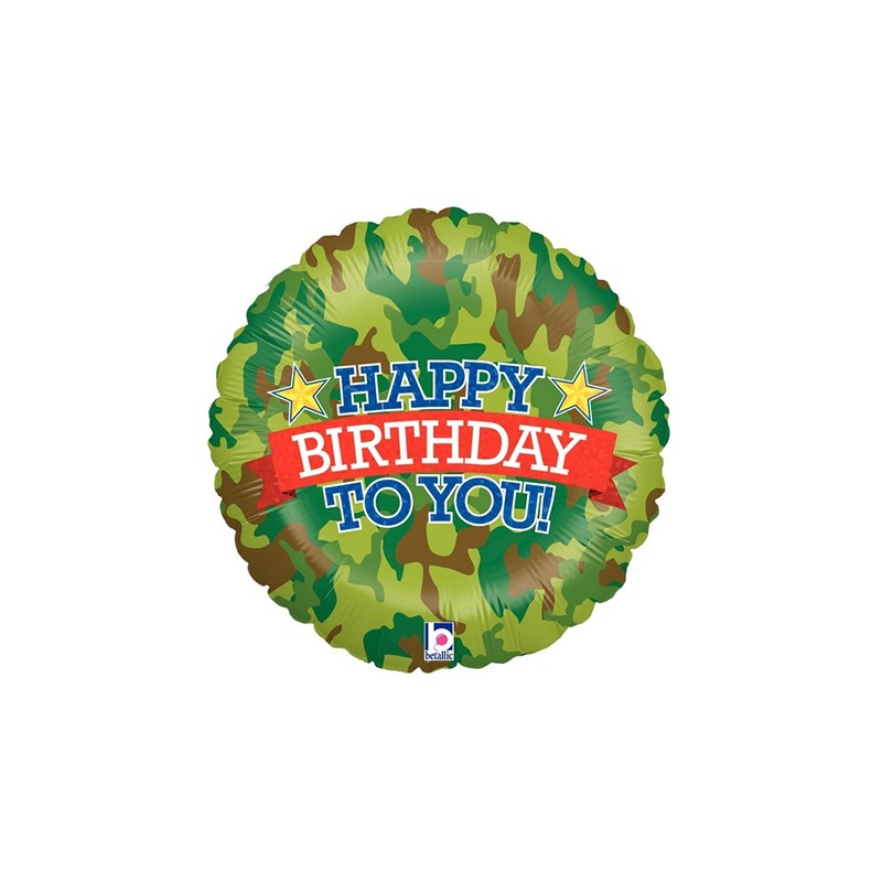 BALLON METALLIQUE ROND MILITAIRE HAPPY BIRTHDAY TO YOU ! 46 CM BALLON METALLIQUE ROND MILITAIRE HAPPY BIRTHDAY TO YOU ! 46 CM