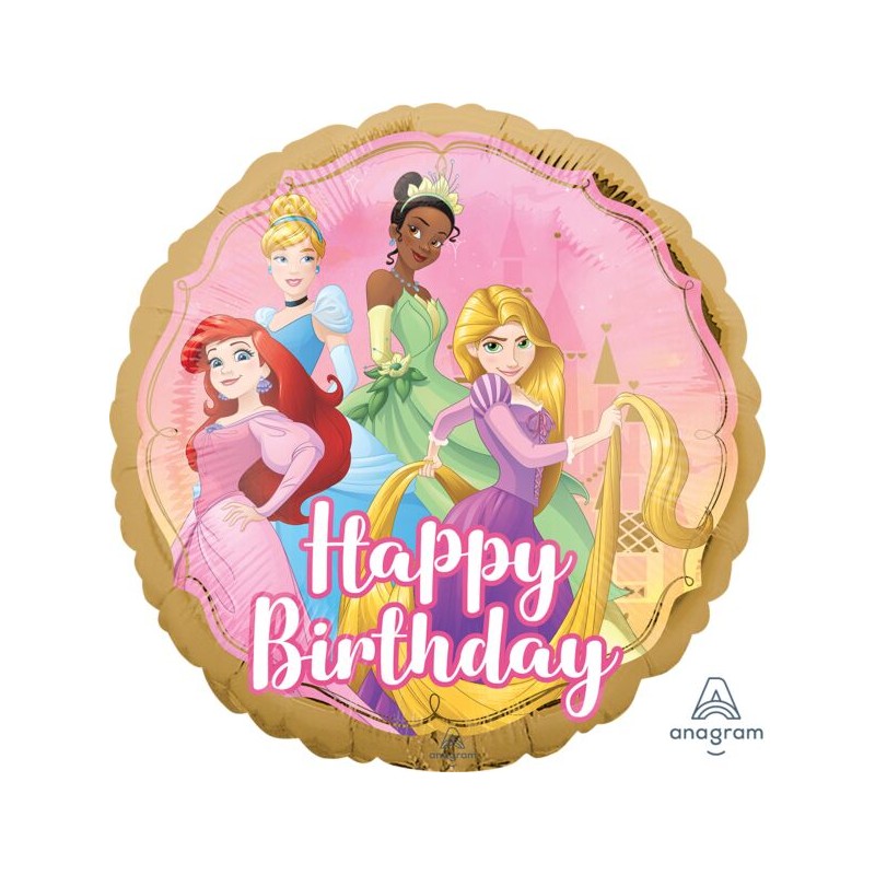 BALLON METALLIQUE ROND PRINCESSES DISNEY HAPPY BIRTHDAY 43 CM BALLON METALLIQUE ROND PRINCESSES DISNEY HAPPY BIRTHDAY 43 CM
