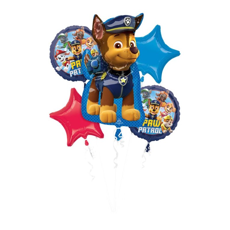 BOUQUET DE 5  BALLONS METALLIQUES  PAT PATROUILLE CHASE