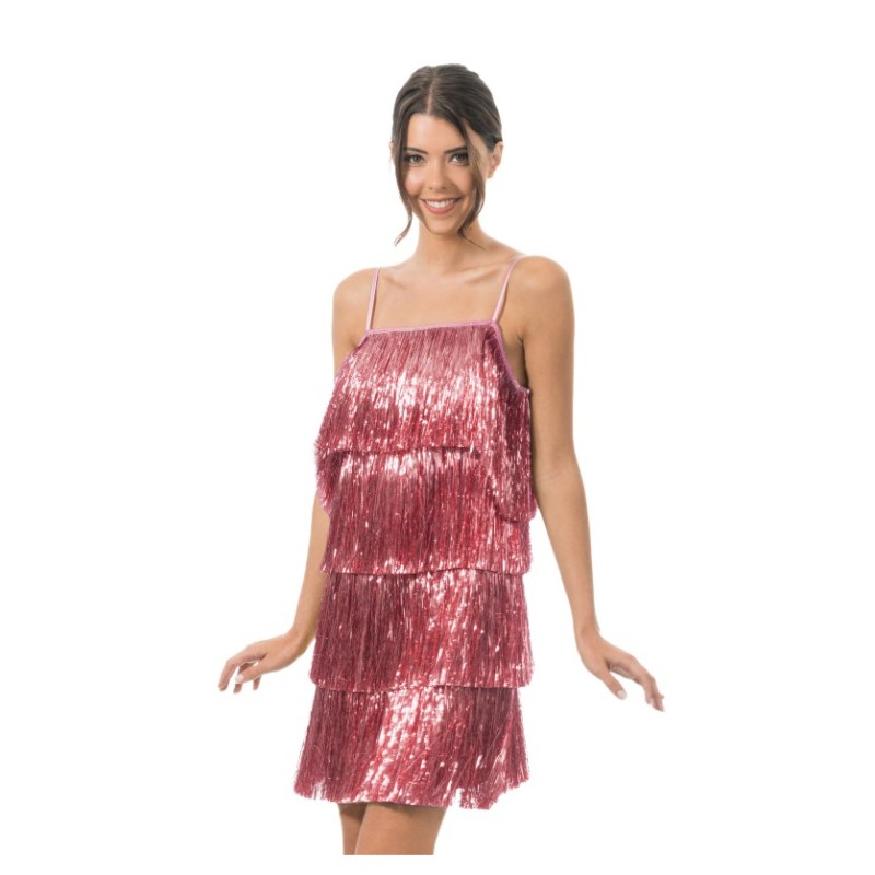 ROBE SCINTILLANTE A FRANGES ROSE TAILLE S ROBE SCINTILLANTE A FRANGES ROSE TAILLE S