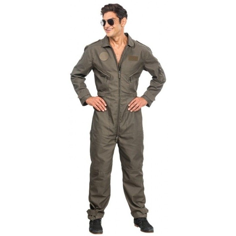 DEGUISEMENT HOMME AVIATEUR COMBINAISON JET FIGHTER PILOT TAILLE M