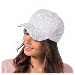 CASQUETTE BLANCHE  AVEC STRASS DIAMOND 