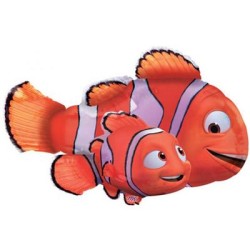 BALLON METALLIQUE POISSON CLOWN ORANGE NEMO 76 CM x 48 CM