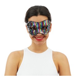 DEMI MASQUE LOUP SEQUIN MULTICOLORE REVERSIBLE