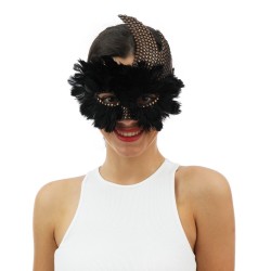 MASQUE LOUP A PLUMES NOIR 