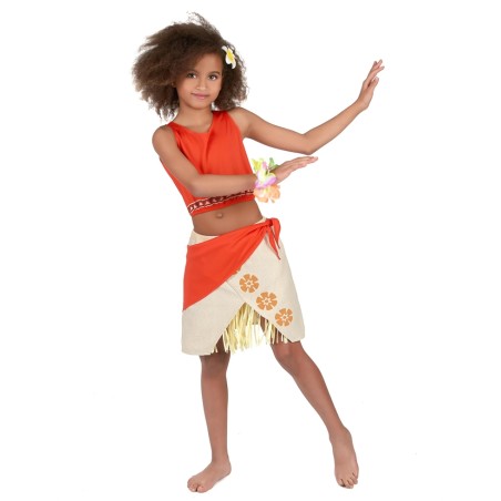 DEGUISEMENT HAWAIENNE ENFANT CORAIL 5-6 ANS 