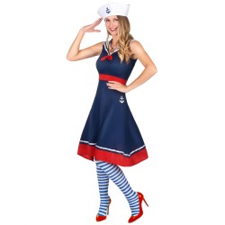 DEGUISEMENT ROBE BLEUE ET ROUGE RETRO FEMME MARINE  TAILLE L