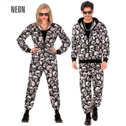 DEGUISEMENT SURVETEMENT OU JOGGING TETE DE MORT SKULL FLUO HALLOWEEN TAILLE S