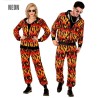 DEGUISEMENT SURVETEMENT OU JOGGING FLAMMES ORANGE NOIR FLUO HALLOWEEN TAILLE L