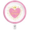 8 ASSIETTES RONDES ROSE ET BLANC LITTLE PRINCESS 23 CM