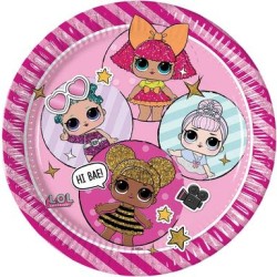8 ASSIETTES POUPEE LOL 23 CM 