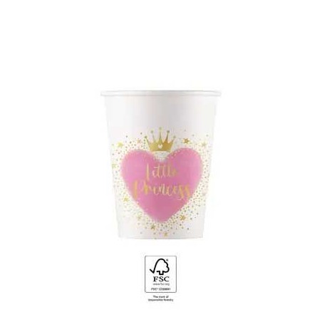 8 GOBELETS ROSE ET BLANC LITTLE PRINCESS 200 ML 