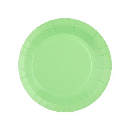 10 ASSIETTES CARTON RAINBOW RONDE VERT PASTEL   18 CM 