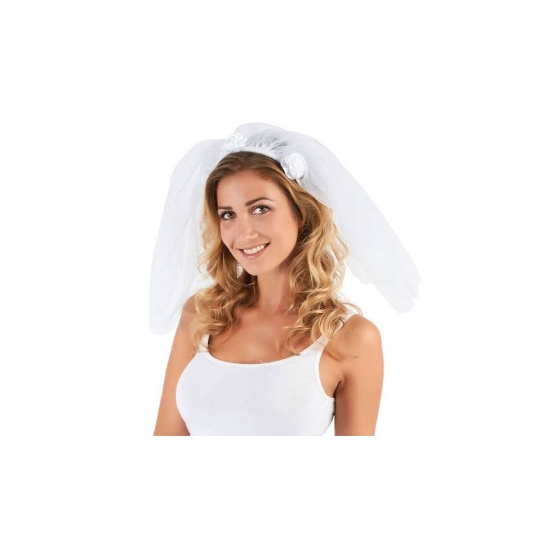 VOILE DE MARIEE SUR SERRE TETE BLANC ADULTE VOILE DE MARIEE SUR SERRE TETE BLANC ADULTE