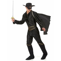 DEGUISEMENT JUSTICIER ZORRO MASQUE AVEC CAPE NOIR TAILLE L