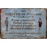 PLAQUE METAL VINTAGE ICI TOILETTES DE 1ERE CLASSE