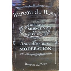 PLAQUE EN BOIS VINTAGE BUREAU DU BOSS